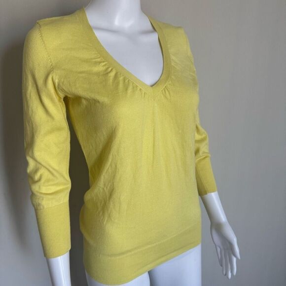 The Limited 100% Cotton Knit V-Neck Top Yellow - Picture 2 of 6